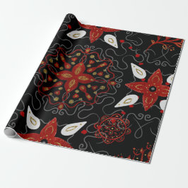 Papel De Presente Sensação festiva e elegante com padrão floral simé
