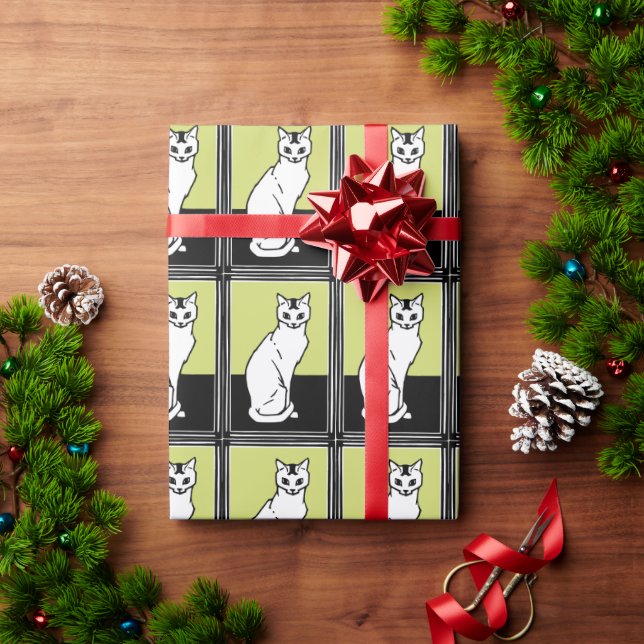 Papel De Presente Sentado Cat Julie de Graag Art Nouveau (Presente de Natal)