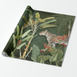 Papel De Presente Separação de Folha da Selva de Leopardo Floral Tro
