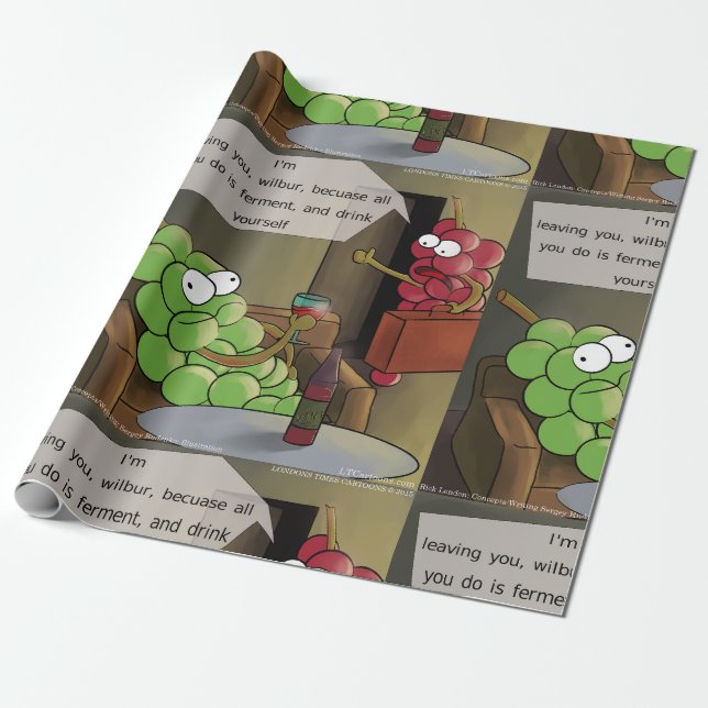 Papel De Presente Separação de Uva Engraçado Comida, Vinho & Casamen (Desenrolado)