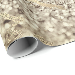Papel De Presente Sepia Creamy Foxier Dourado Marble Shiny Metal Tra