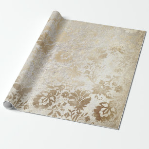 Papel De Presente Sepia Dourada Floral Cottage Grungy Damask Antonie