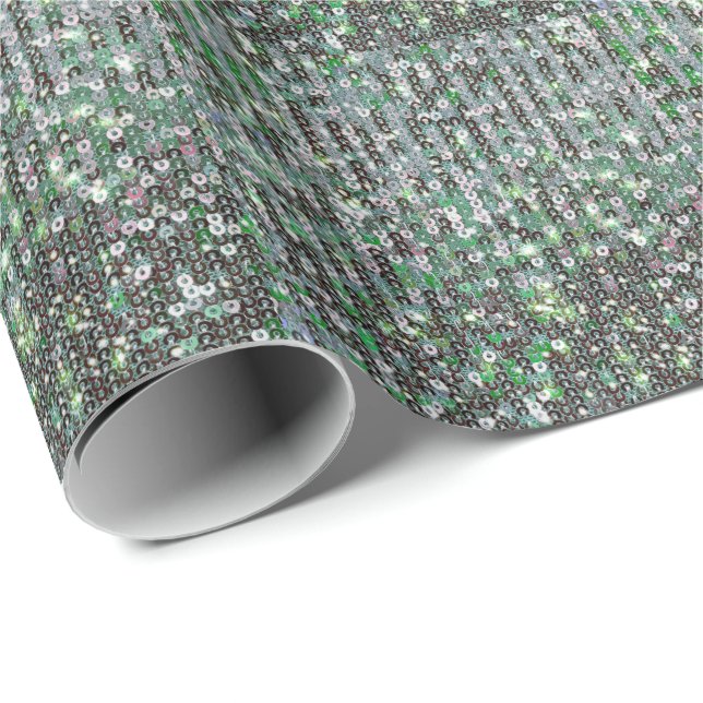 Papel De Presente Sequência cintilante verde-esmeralda (Ponta do rolo)