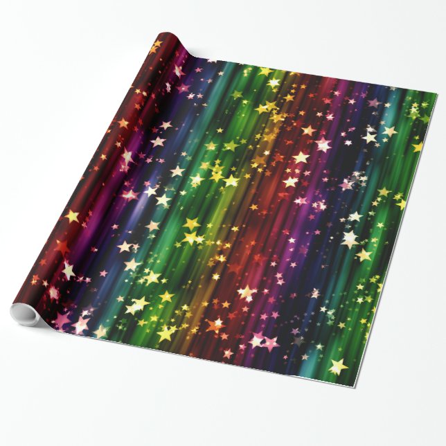 Papel De Presente Sequência de estrelas colorida (Desenrolado)