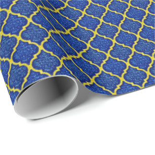 Papel De Presente Sequins MQF - Blue-Yellow-GIFT WRAP