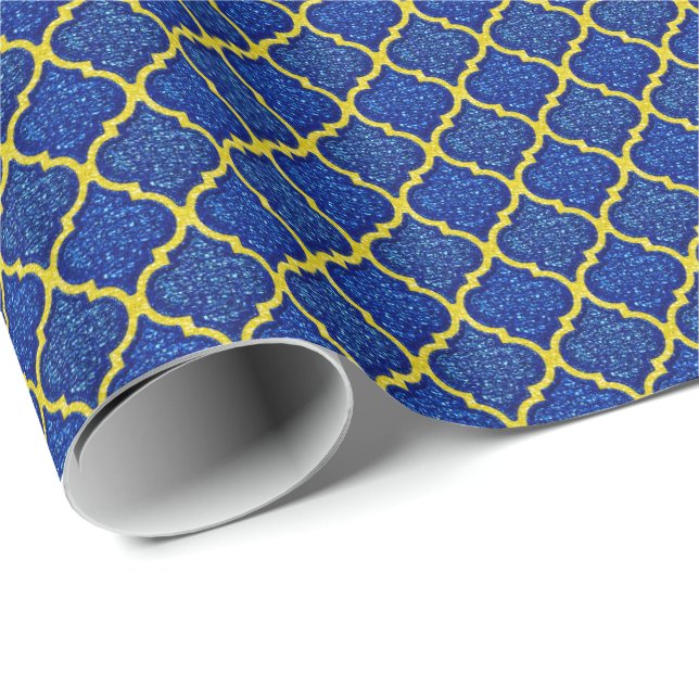 Papel De Presente Sequins MQF - Blue-Yellow-GIFT WRAP (Ponta do rolo)