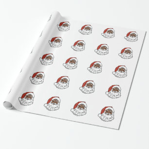Papel De Presente sequins Papai Noel preto