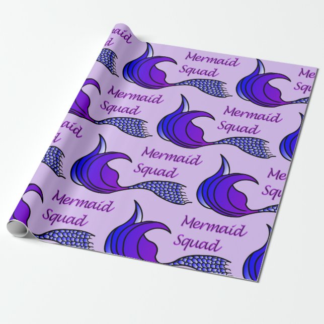 Papel De Presente Sereia com rabo de sereia roxo (Desenrolado)