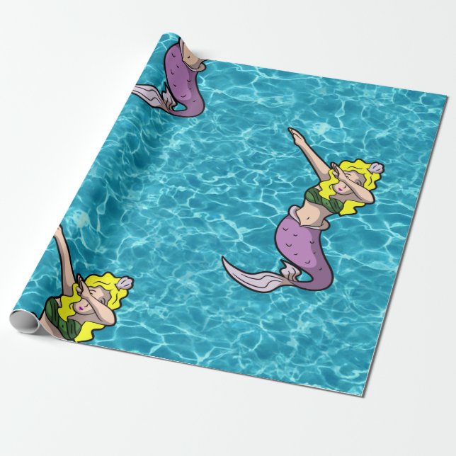 Papel De Presente sereia de dabbing loiro-do-mar (Desenrolado)