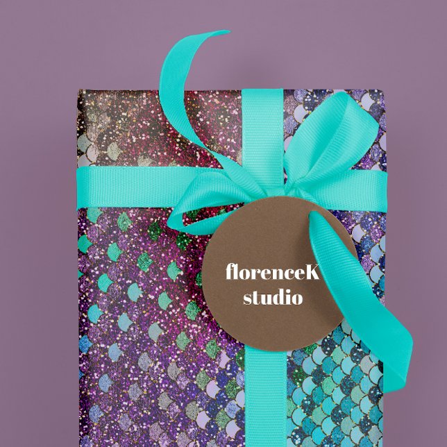 Papel De Presente Sereia Escala Azul Luminosa Roxo (Mermaid Scales Glitter Blue Viola Purple Wrapping Paper)