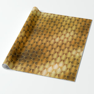 Papel De Presente Sereia Escala de Sereia Bronze Dourado da Sépia Me