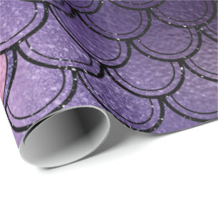 Papel De Presente Sereia Espalha Lágrimas Pretas Rosa Viola Roxo