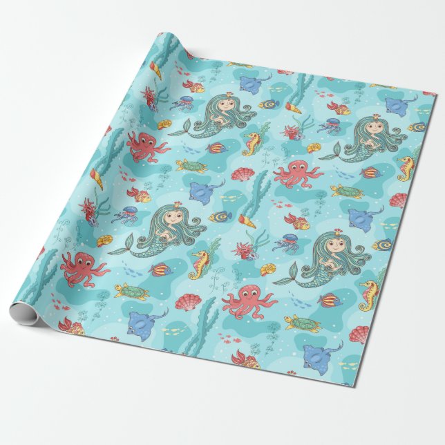 Papel De Presente Sereia Feliz (Desenrolado)