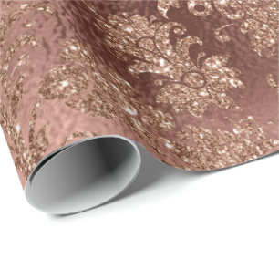 Papel De Presente Sereia Floral Rosa Dourada Princesa Rosa Glitter