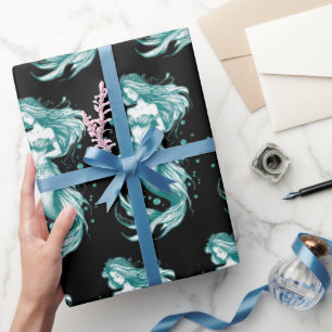 Papel De Presente Sereia Teal