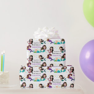 Papel De Presente Sereias bonito no Aniversário das Meninas do Mar