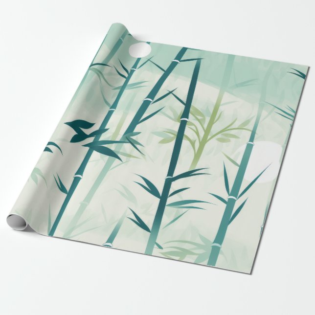 Papel De Presente Serena Flor de Bambu Asiática  (5) (Desenrolado)