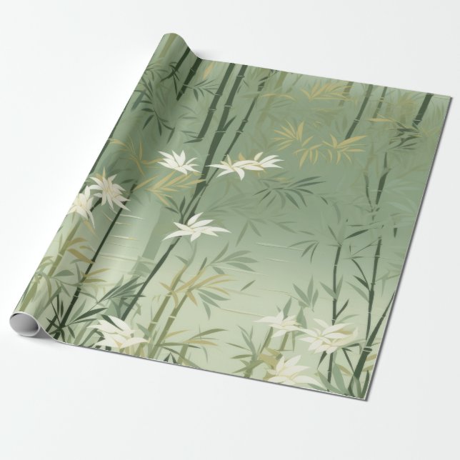 Papel De Presente Serena Flor de Bambu Asiática  (6) (Desenrolado)