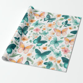 Papel De Presente Serene Butterfly e Blossom