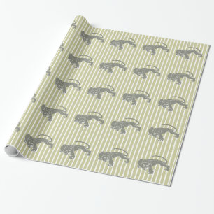 Papel De Presente Serengeti Safari Stripe com Leopard