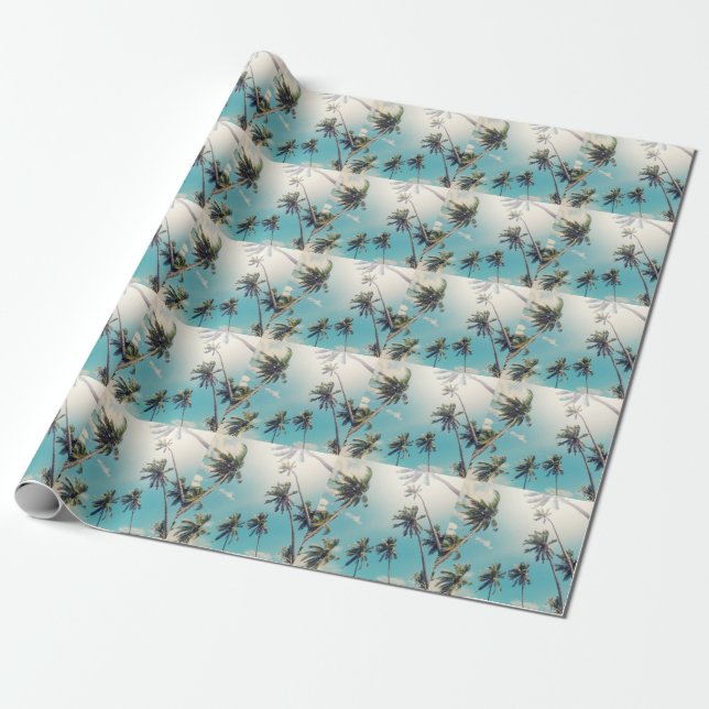 Papel De Presente Serenity Tropical Beach Landscape (Desenrolado)