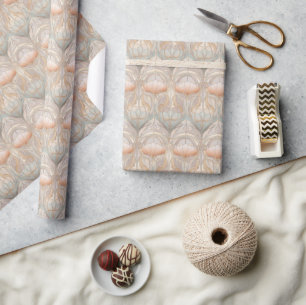 Papel De Presente Sereno Floral Novo de Pêssego