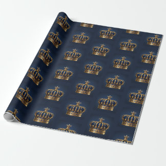 Papel De Presente Série Coroa Azul Regal