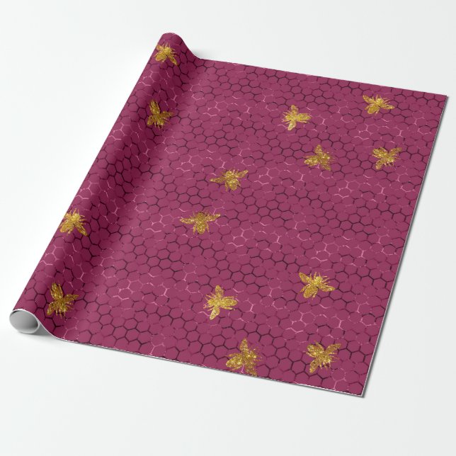Papel De Presente Série Design Abelha Adorável 16 (Desenrolado)