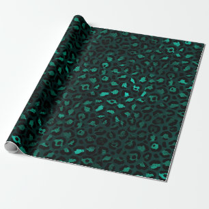 Papel De Presente Série Teal e Dourado Leopardo Design 4