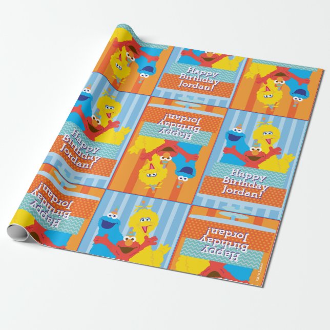 Papel De Presente Sesame Pals Aniversário Padrão (Desenrolado)