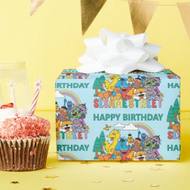 Papel De Presente Sesame Street | Onda Arco-íris (Festa de aniversário)