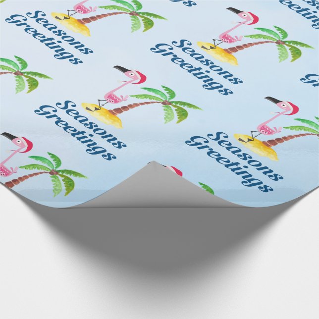Papel De Presente Sessões saudações Flamingo Rosa Rosa em Santa Hat (Ponta)