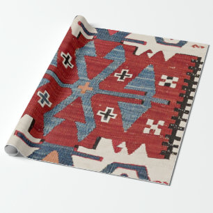 Papel De Presente Seta em Diamante Azul Konya II 19º Século - Autent