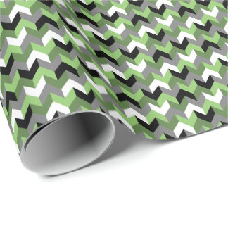Papel De Presente Seta verde, branca, Cinza e chevron preto