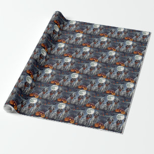 Papel De Presente Setter Inglês Halloween Assustador