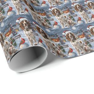Papel De Presente Setter Inglês Natal Maravilha Alegria de Natal