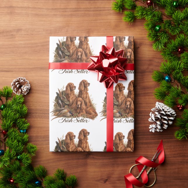 Papel De Presente Setter Irlandês, Arte (Presente de Natal)