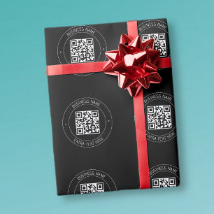 Papel De Presente Seu código QR & Texto Editável   Preto & Branco
