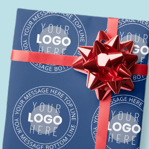 Papel De Presente Seu logotipo e texto circular personalizável   Azu