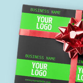 Papel De Presente Seu logotipo ou imagem | Preto e verde brilhante
