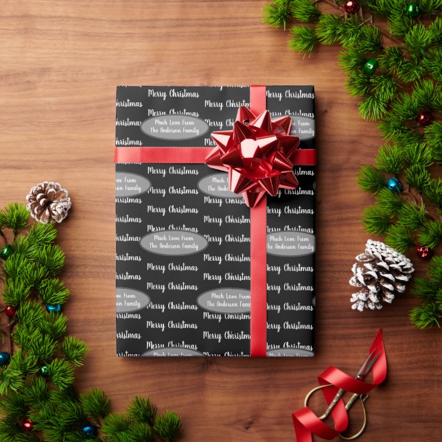Papel De Presente Seu nome e mensagem de feriado retro Natal (Presente de Natal)