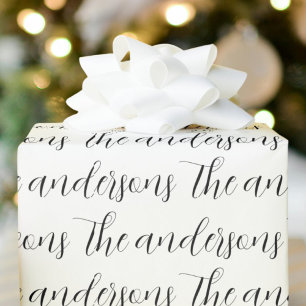 Papel De Presente Seu nome familiar padrão preto e branco