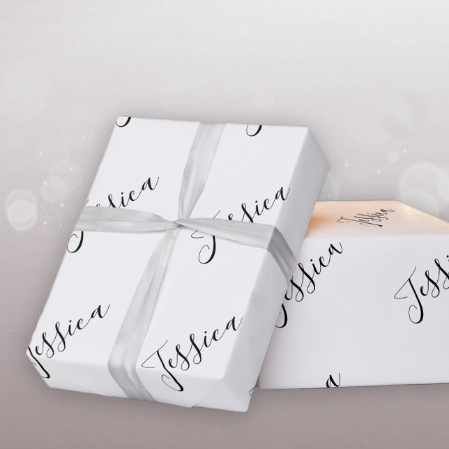 Papel De Presente Seu Nome | Letra Elegante (Criador carregado)