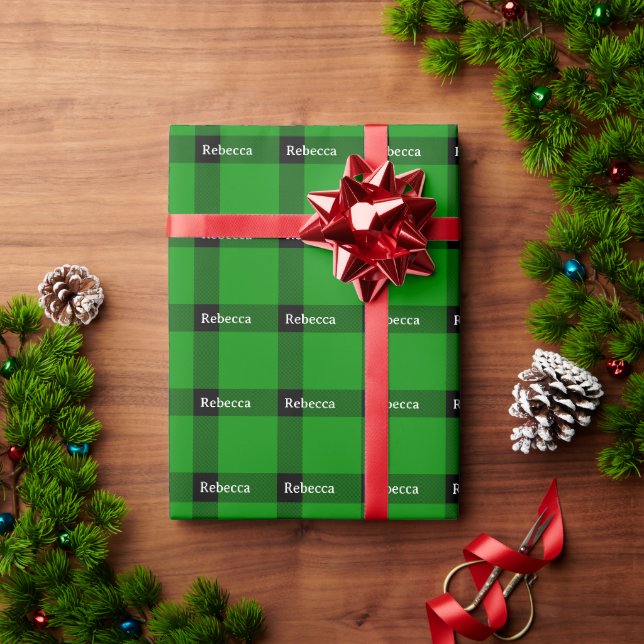 Papel De Presente Seu Nome Xadrez Búfalo (Presente de Natal)