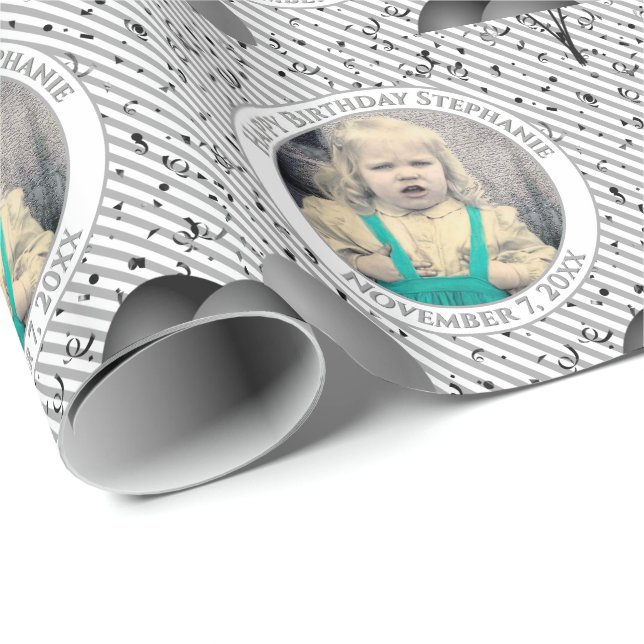 Papel De Presente Seu texto .Foto Cinzas/ brancas simples (Ponta do rolo)