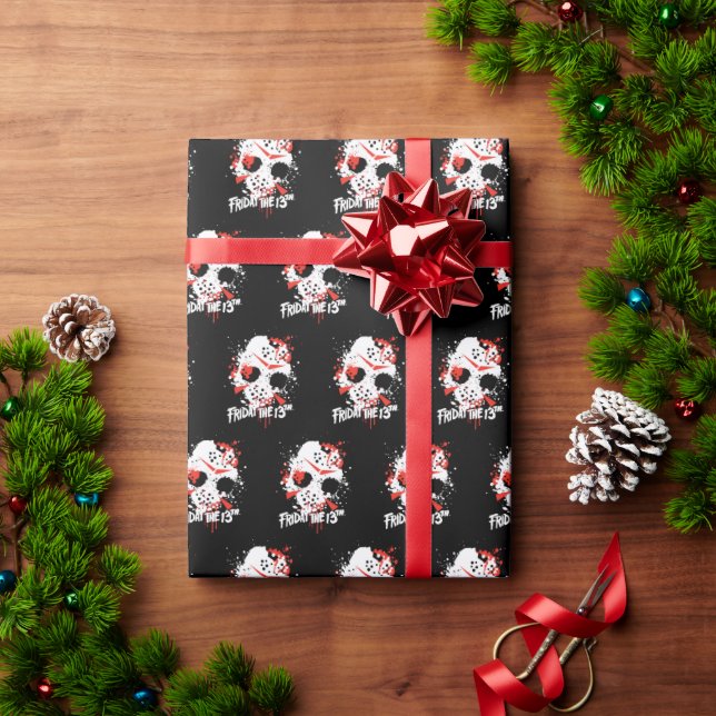 Papel De Presente Sexta-feira, 13 | Máscara de Hóquei em Pinta Splat (Presente de Natal)