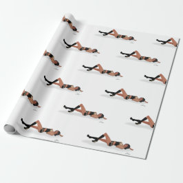 Papel De Presente Sexy Brunette Pinup Girl Dormindo Papel De Molho