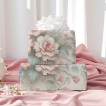 Shabby Chic Rosa Desbotado Verde Sage Boho Floral 