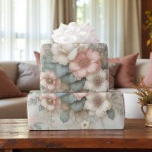 Shabby Chic Rosa Desbotado Verde Sage Boho Floral 