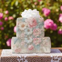 Shabby Chic Rosa Desbotado Verde Sage Boho Floral 